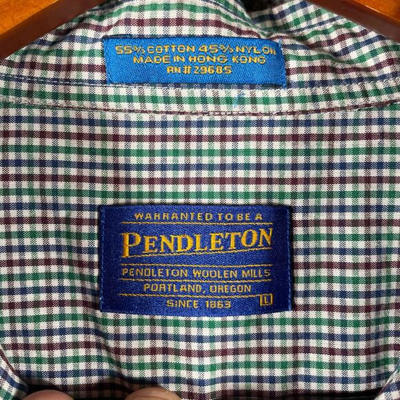 Pendleton Woolen Mills Button Down Shirt Men's Large Gingham Plaid Short Sleeve - Picture 5 of 9